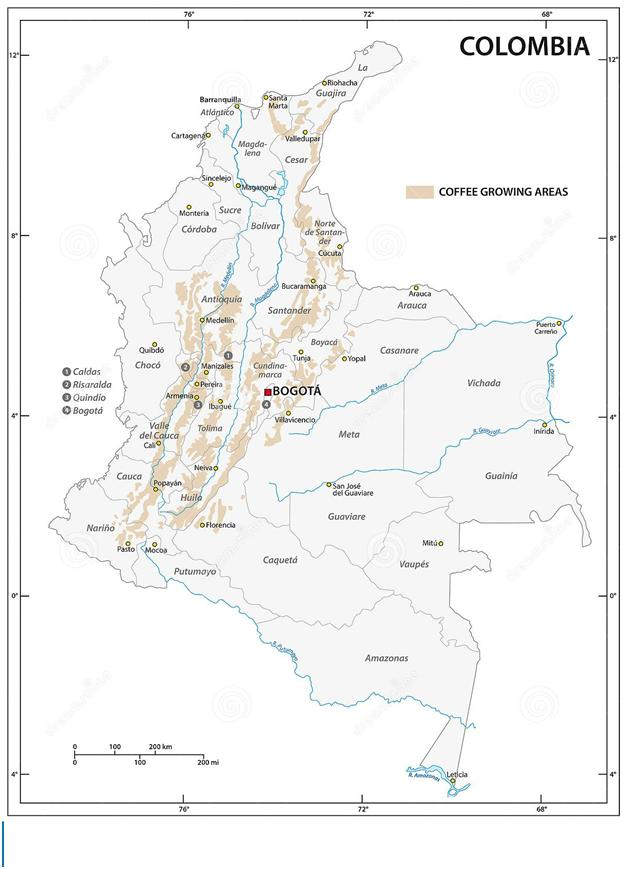 Colombian Coffee map