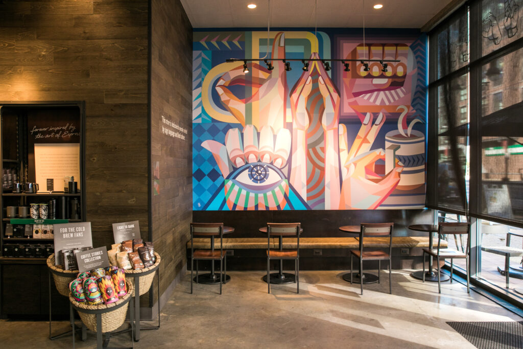 A mural is shown on Monday, October 22, 2018 at Starbucks first U.S. Signing Store in Washington D.C. (Joshua Trujillo, Starbucks)