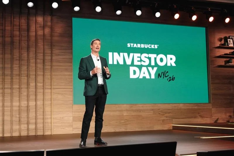 Starbucks CEO Brian Niccol opens the company’s investor day 2026 in New York City